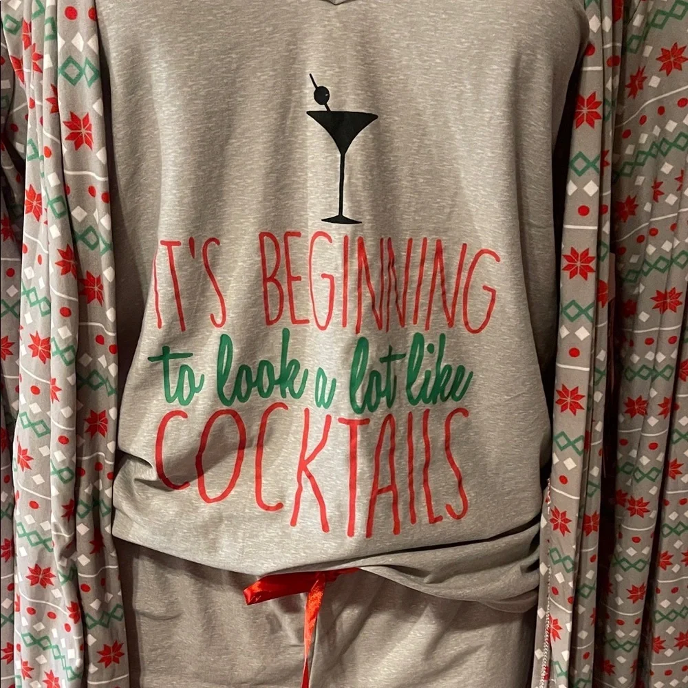 Cozy Gray and Red Women's Pajama Set - Picture 2 of 13